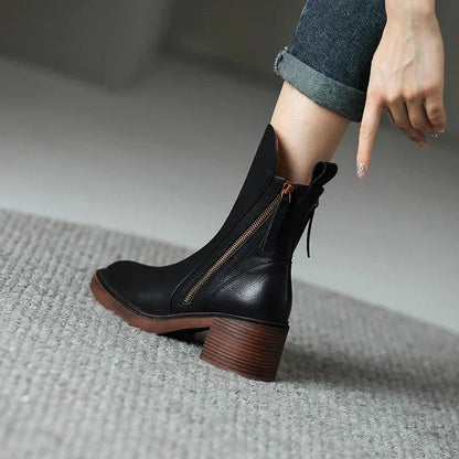 Damen Leder Stiefeletten Langlebig Braun - Norvielle