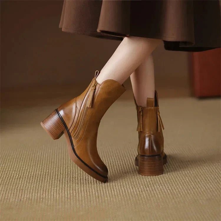 Damen Leder Stiefeletten Langlebig
