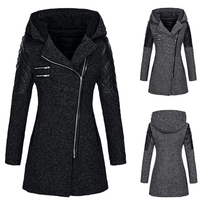 Norvielle Damen Wintermantel Lang Leder