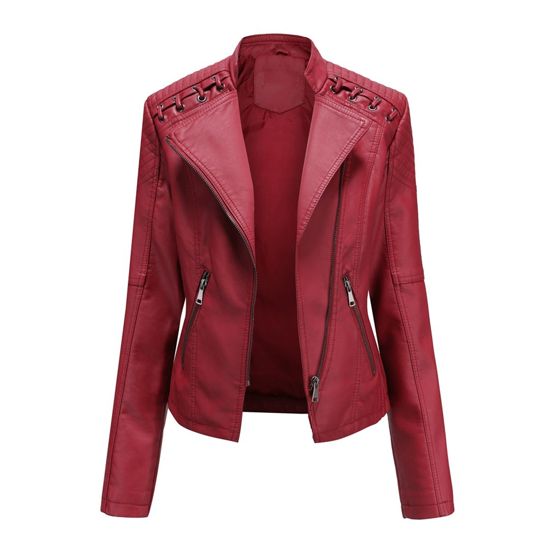 Damen Modische Jacke Asymmetrischer Reißverschluss