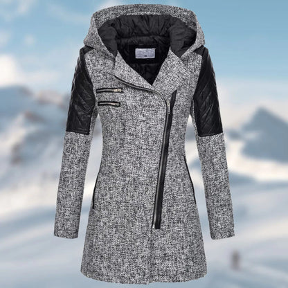 Norvielle Damen Wintermantel Lang Leder