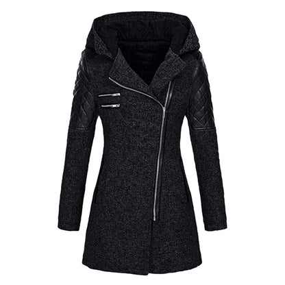 Norvielle Damen Wintermantel Lang Leder