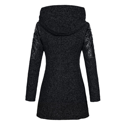 Norvielle Damen Wintermantel Lang Leder