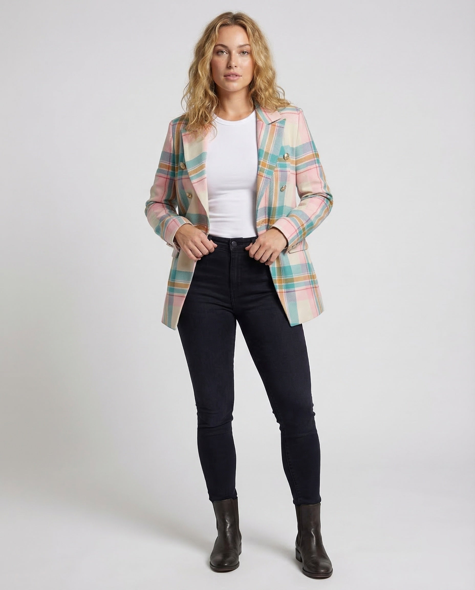 Damen Karierter Blazer Modern - Norvielle
