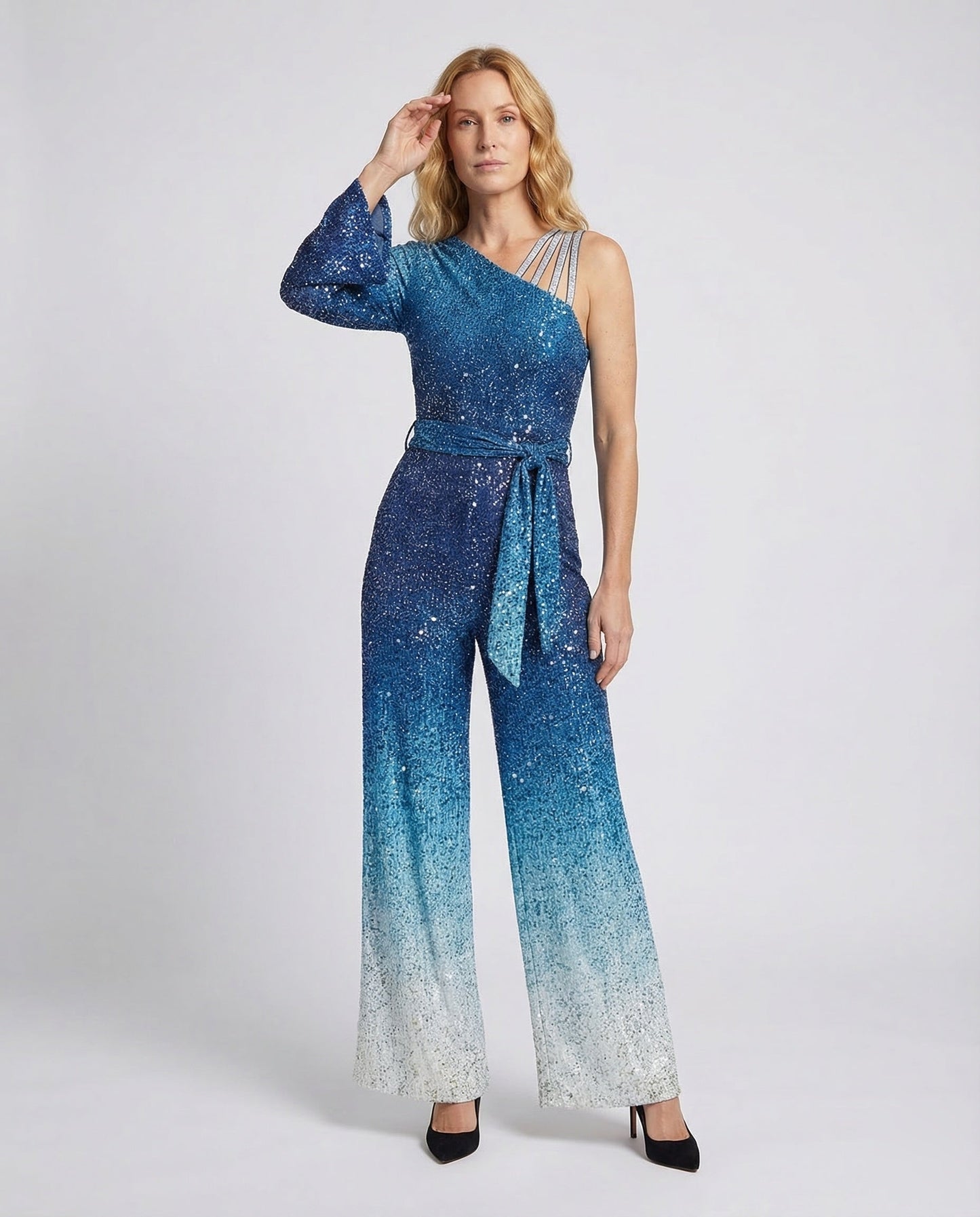 Damen Abendjumpsuit Ein-Schulter Pailletten - Norvielle