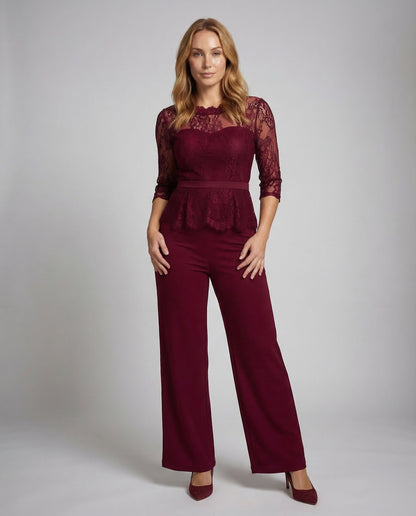 Damen Jumpsuit Spitze Transparent Elegant - Norvielle