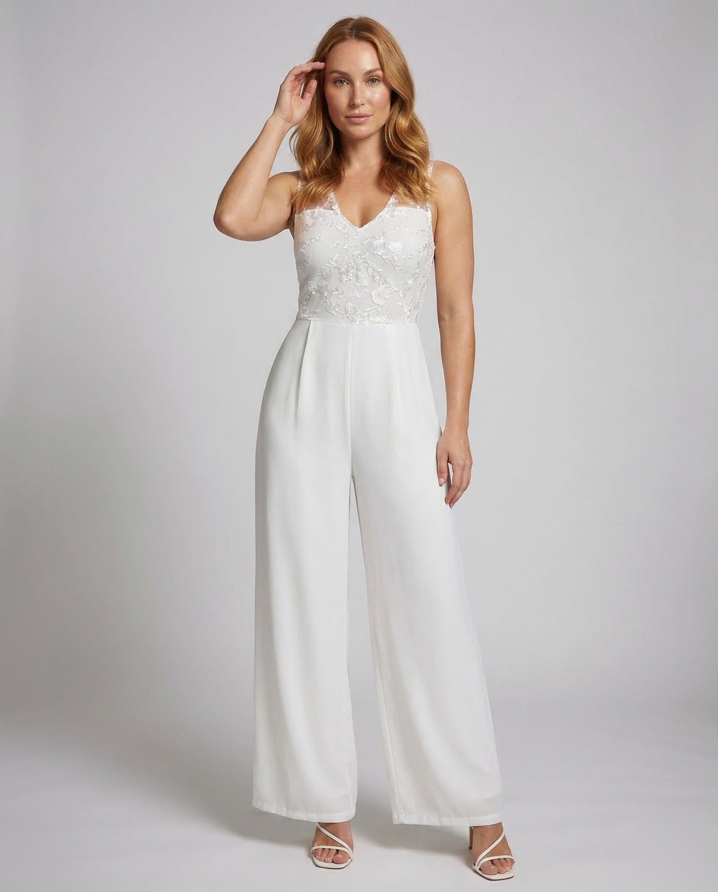 Damen Jumpsuit Spitze V-Ausschnitt - Norvielle