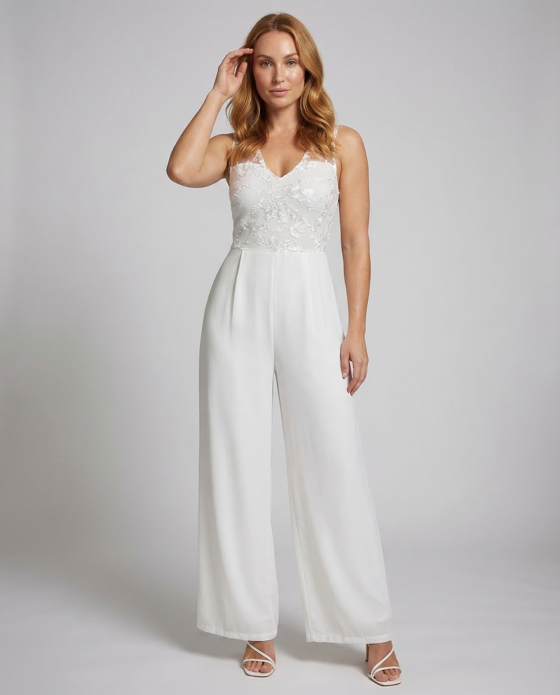 Damen Jumpsuit Spitze V-Ausschnitt - Norvielle