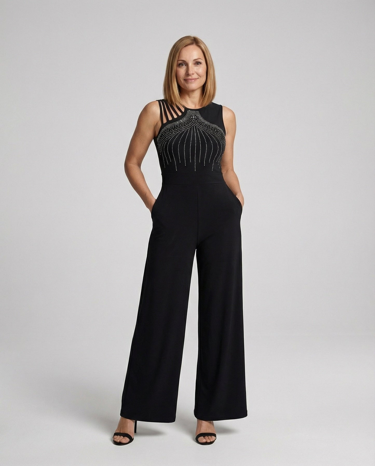 Damen Jumpsuit Pailletten Glamour Weit - Norvielle