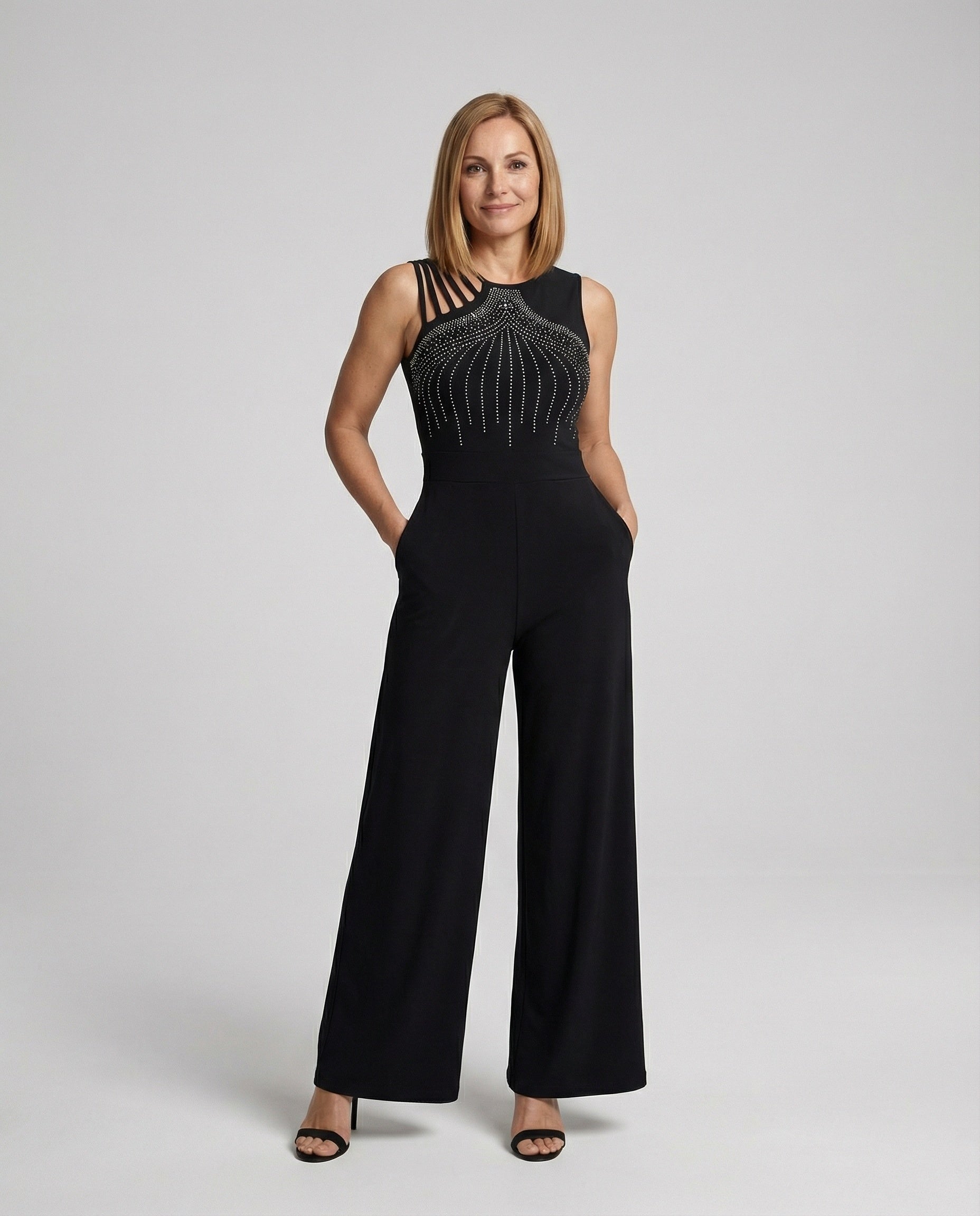 Damen Jumpsuit Pailletten Glamour Weit - Norvielle