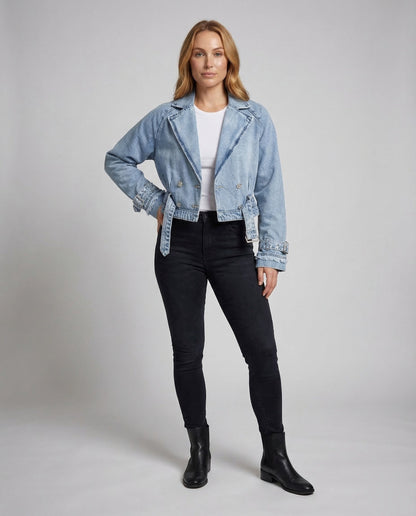 Damen Taillierte Jeansjacke Kurz - Norvielle