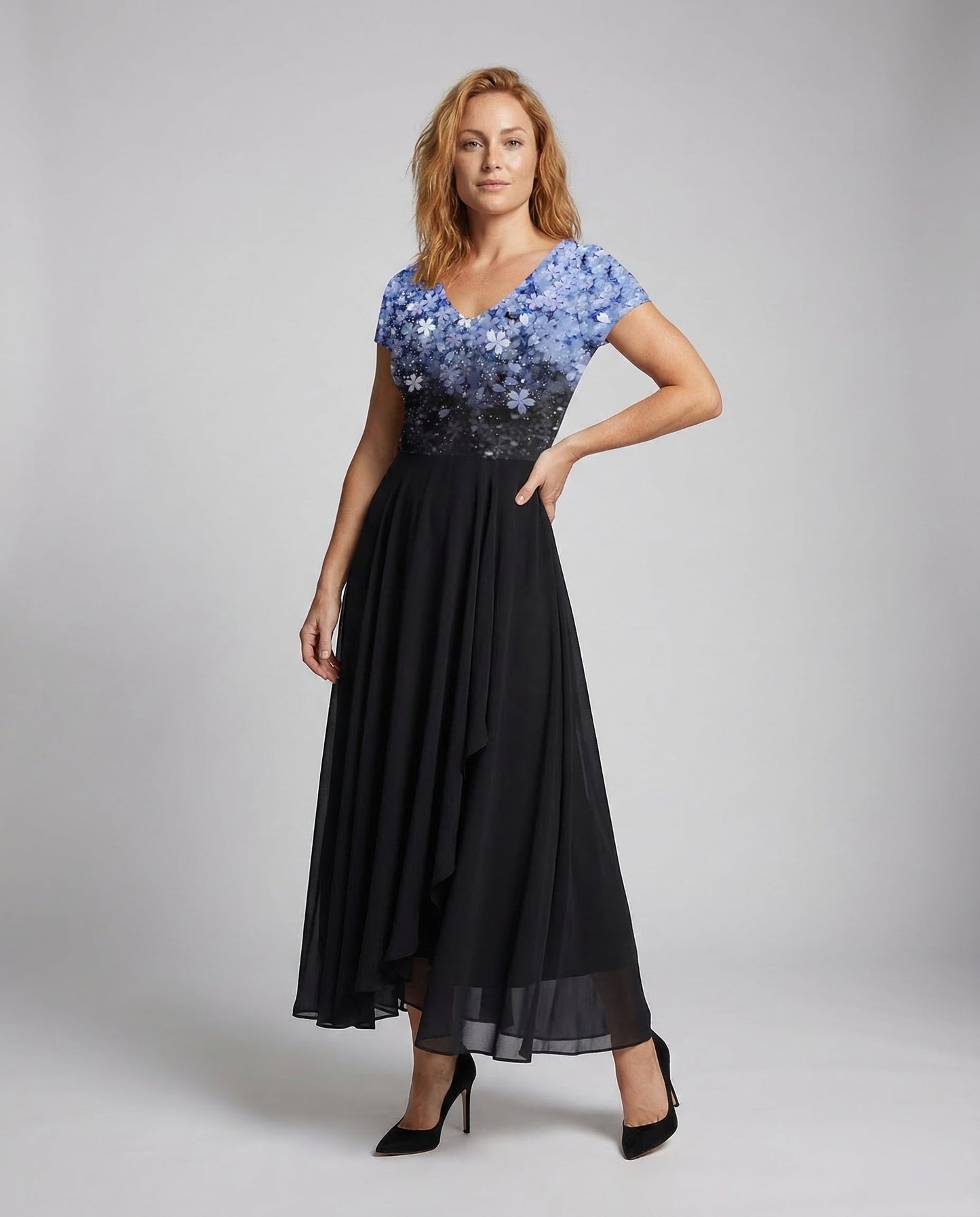 Damen Abendkleid lang Pailletten Tüll - Norvielle