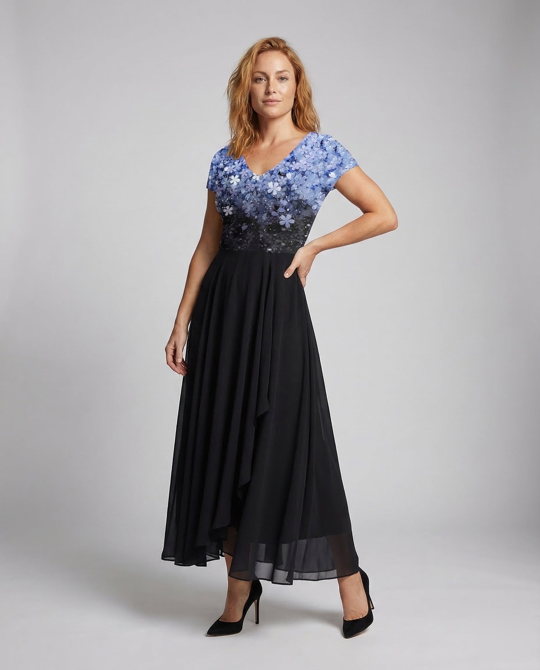 Damen Abendkleid lang Pailletten Tüll - Norvielle