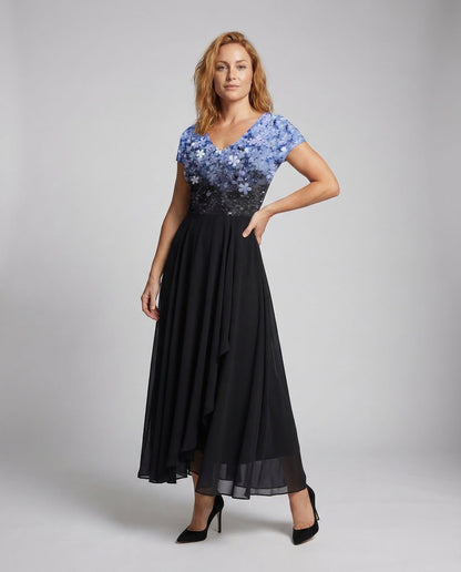 Damen Abendkleid lang Pailletten Tüll - Norvielle