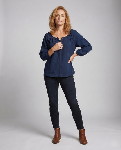Damen Tunika Bluse aus Baumwolle für Freizeit - Norvielle