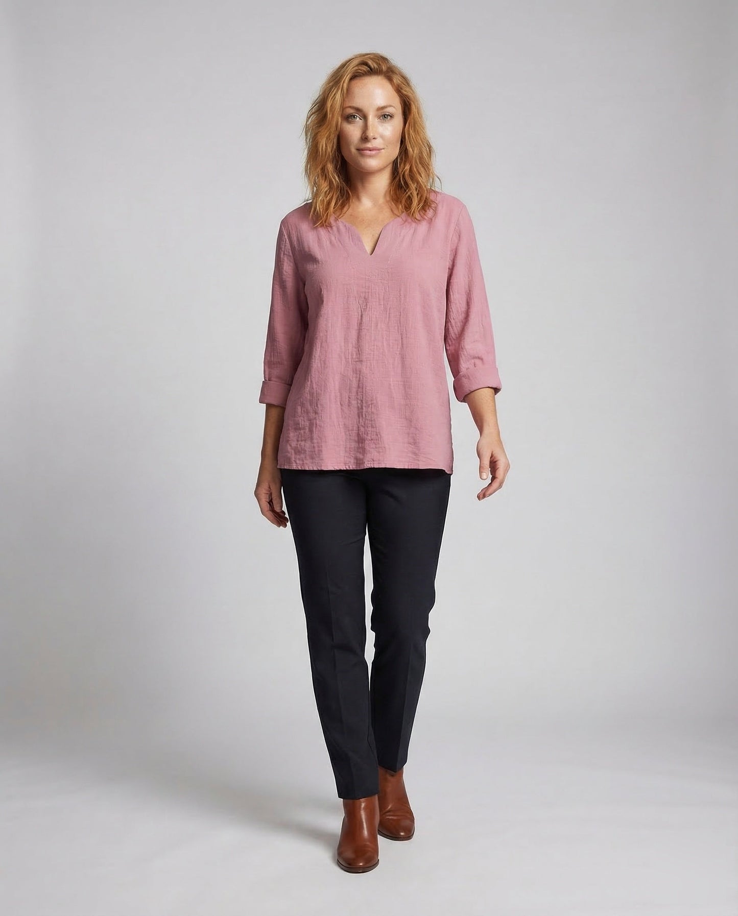 Damen Leinen Bluse V-Ausschnitt Sommerweiß - Norvielle