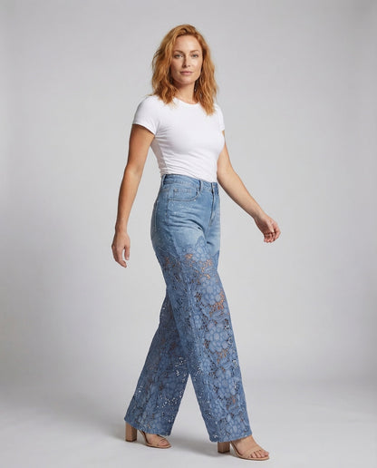 Damen Highwaist Flared Jeans Hose - Norvielle