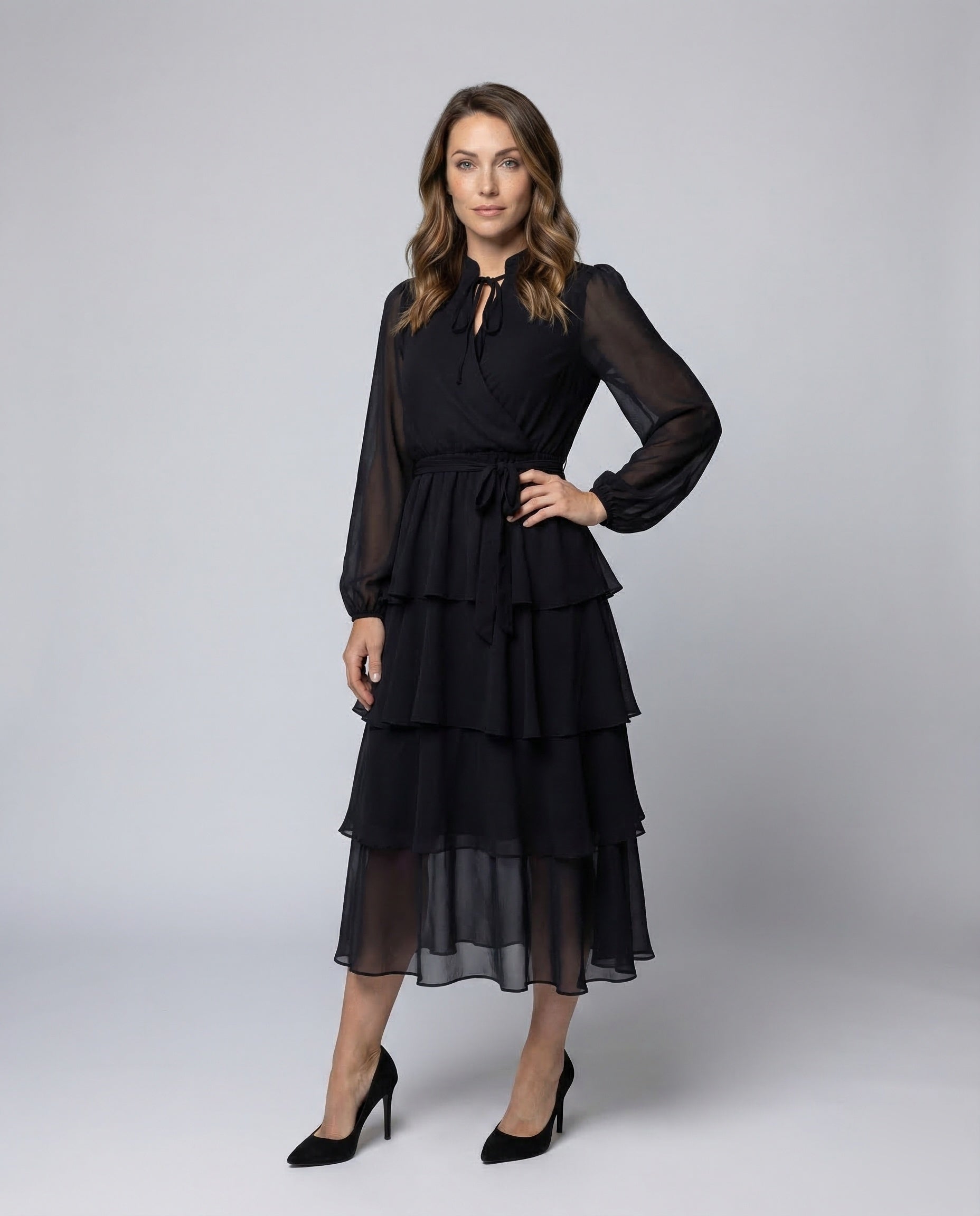 Damen Midikleid Chiffon Freizeitkleid - Norvielle