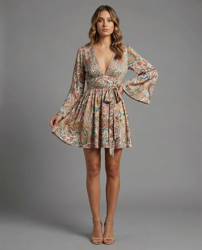Damen Wickelkleid Boho Freizeitkleid - Norvielle