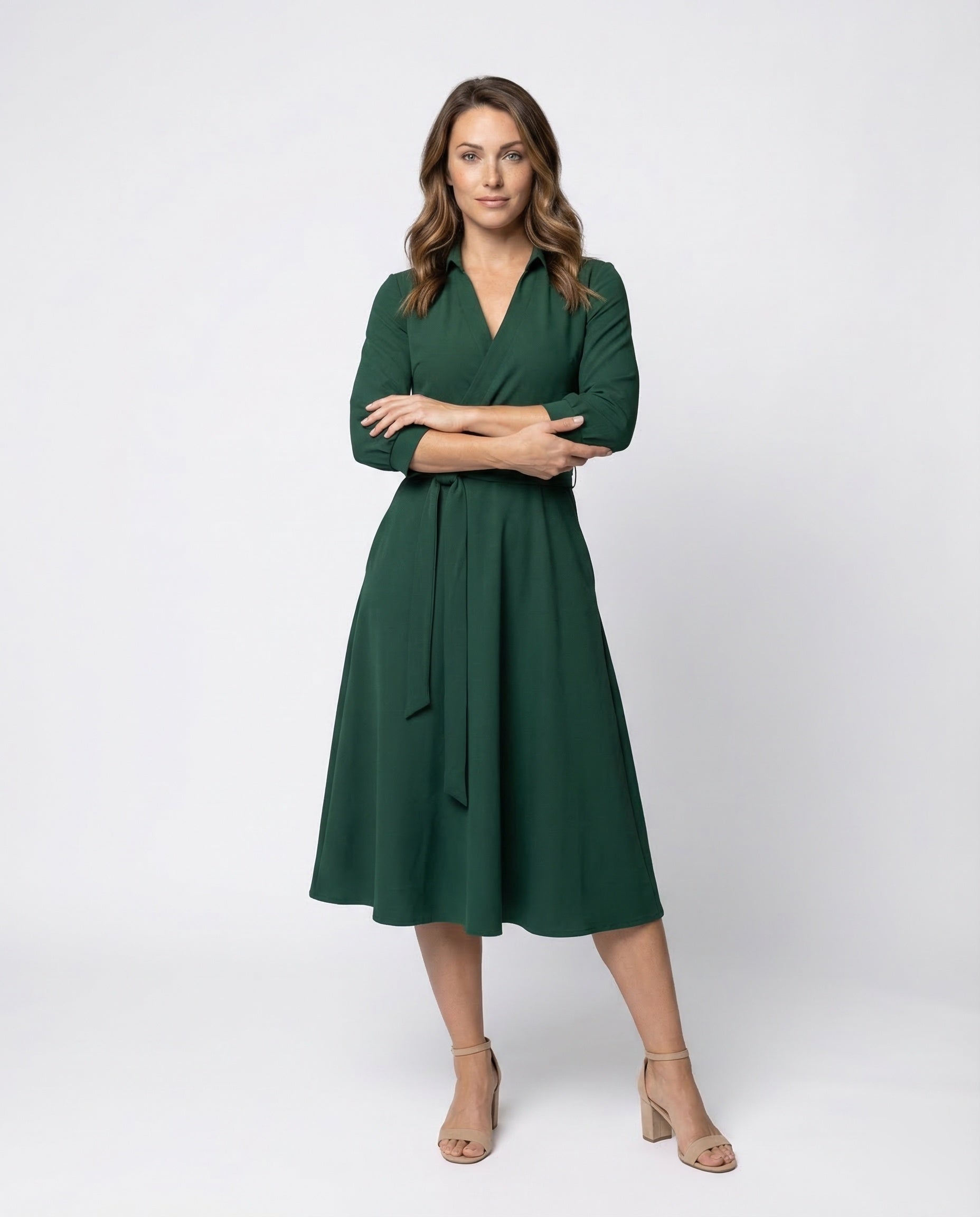 Damen Wickelkleid Blusenstyle Baumwolle - Norvielle