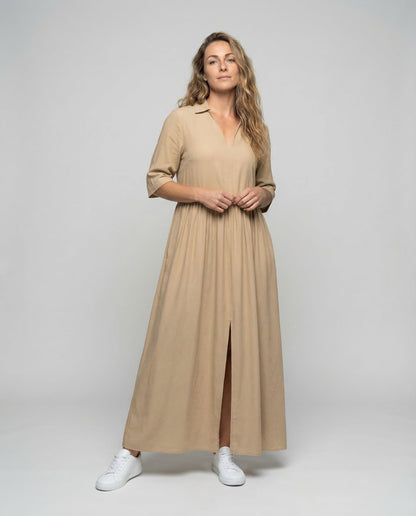 Damen Maxikleid Hemdblusenkleid - Norvielle