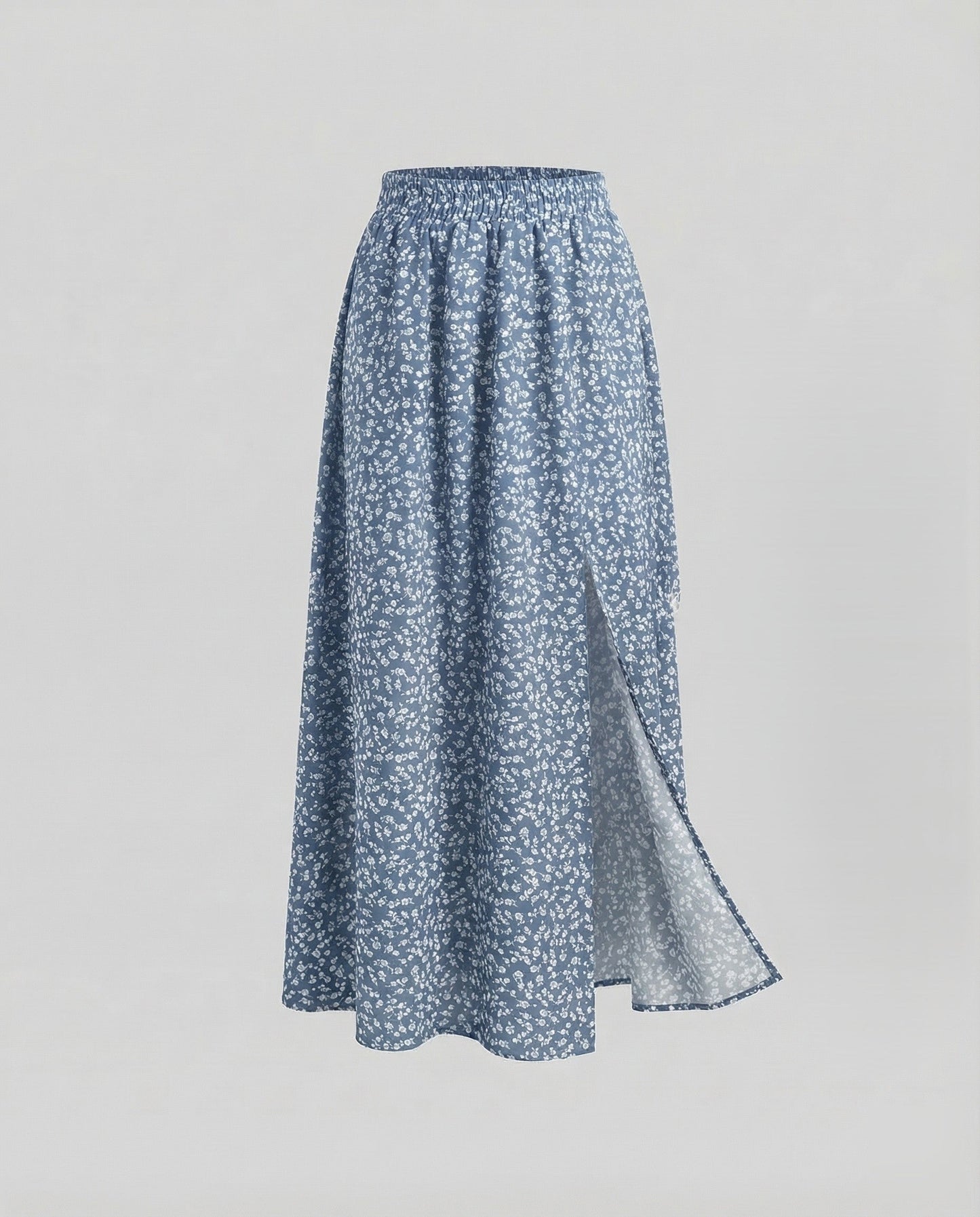 Damen Maxirock Blumenprint Mit Schlitz