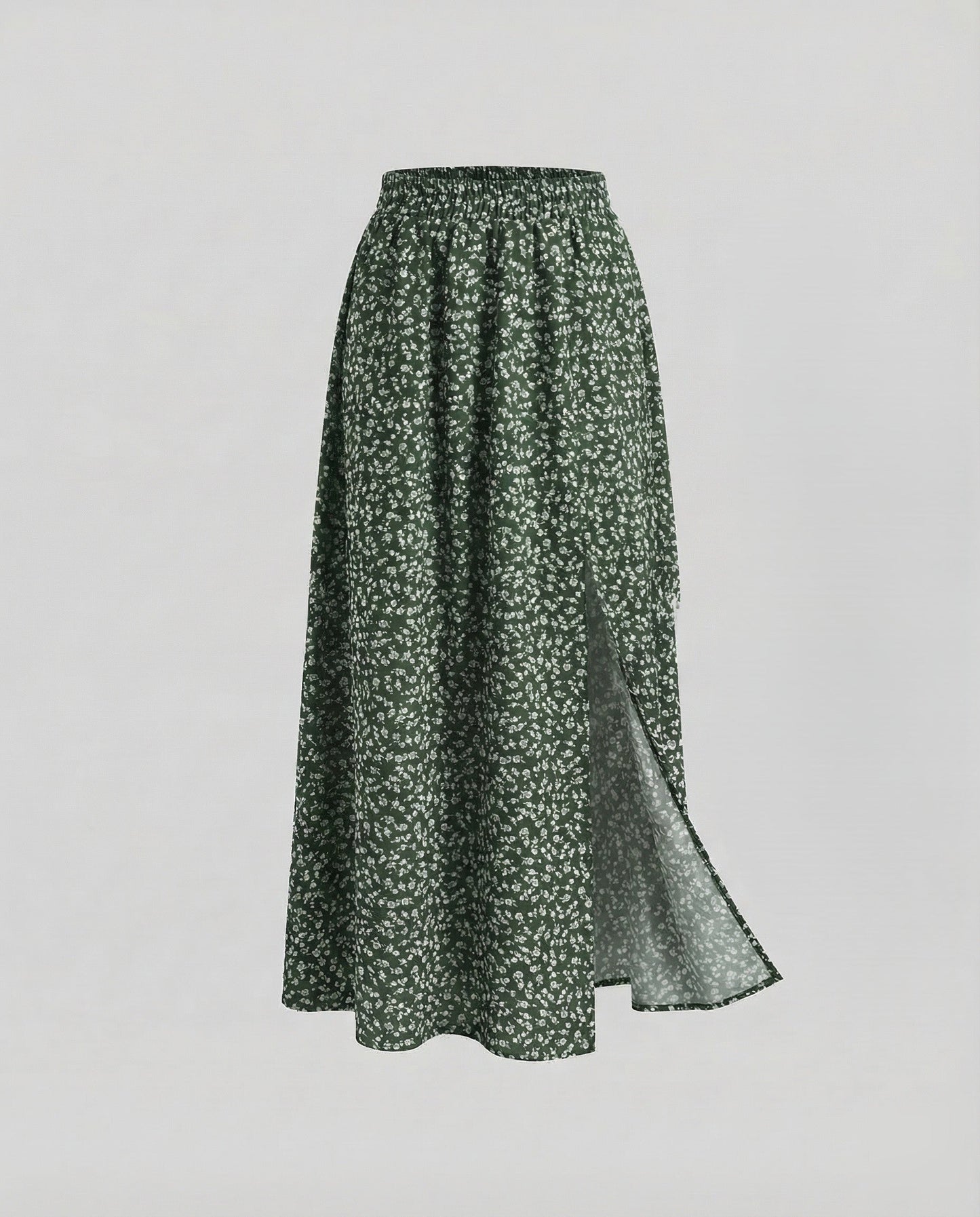 Damen Maxirock Blumenprint Mit Schlitz