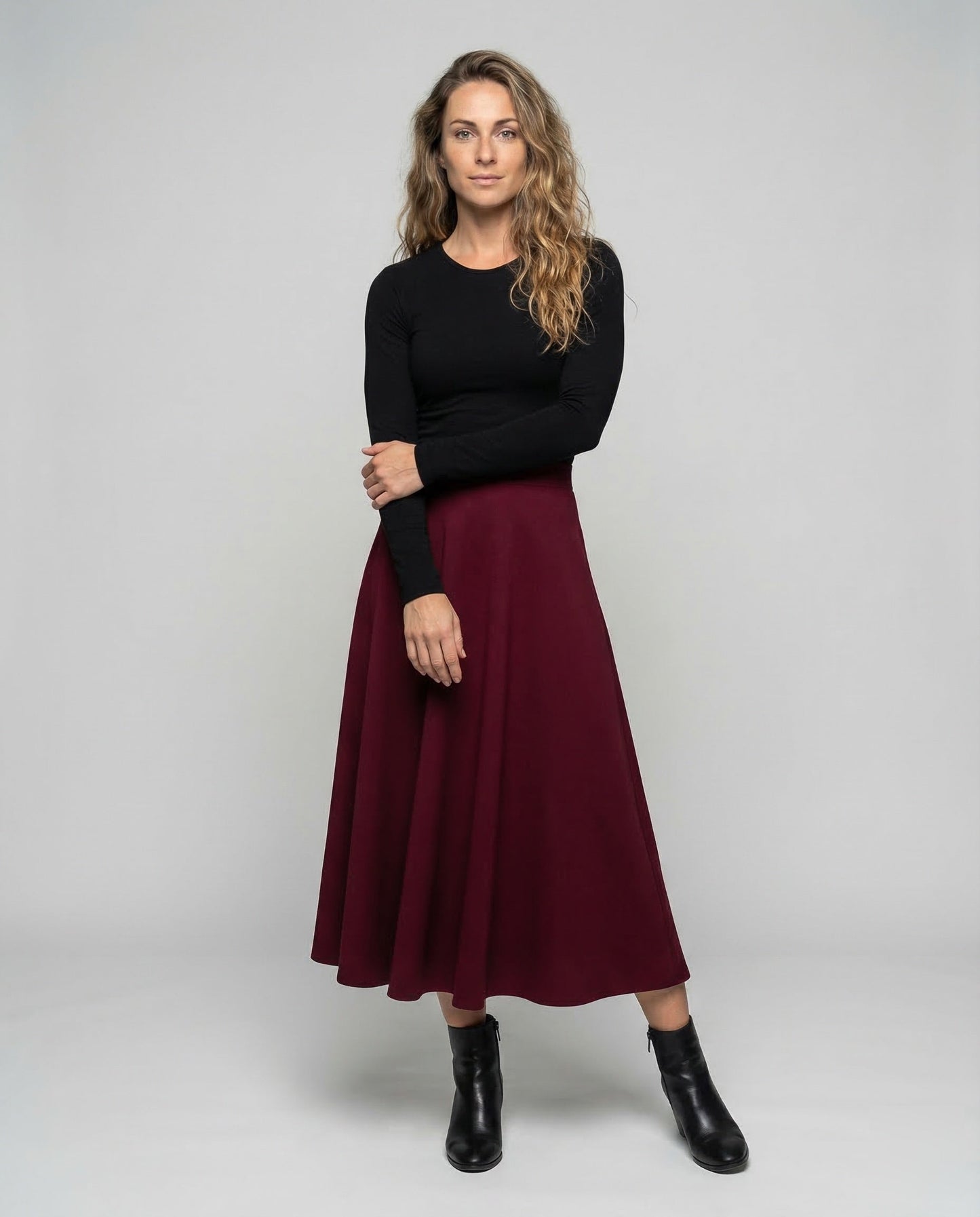 Damen Maxirock A-Linie Crepe Schwarz - Norvielle