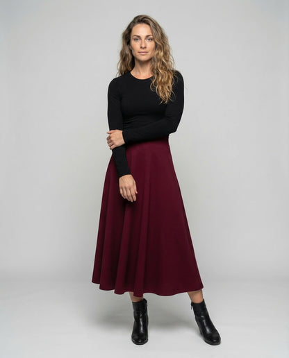 Damen Maxirock A-Linie Crepe Schwarz - Norvielle