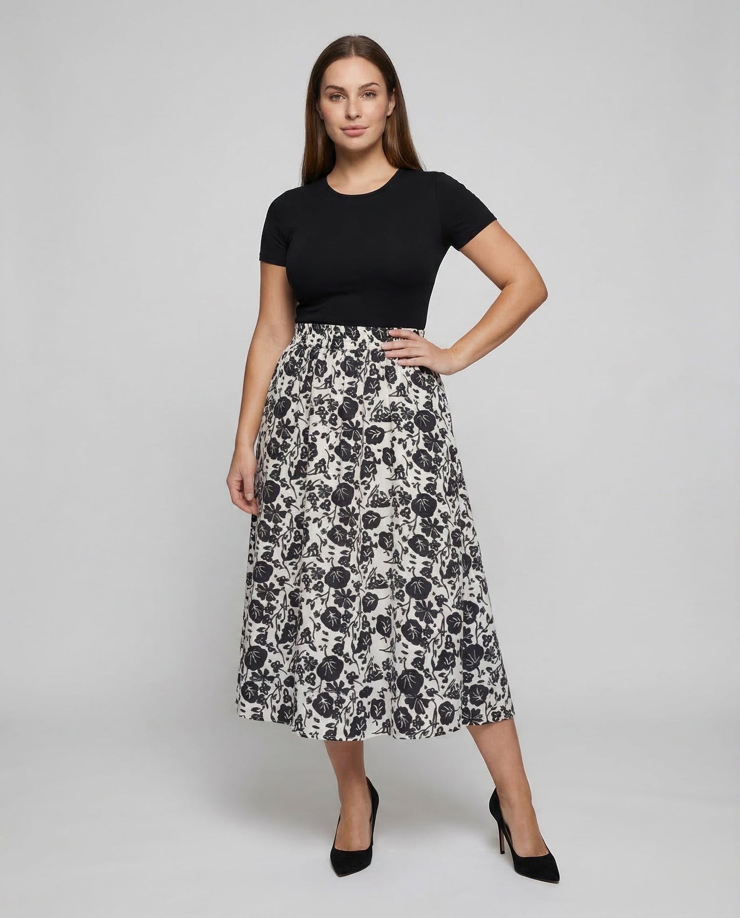Damen Midirock Jacquard Muster - Norvielle