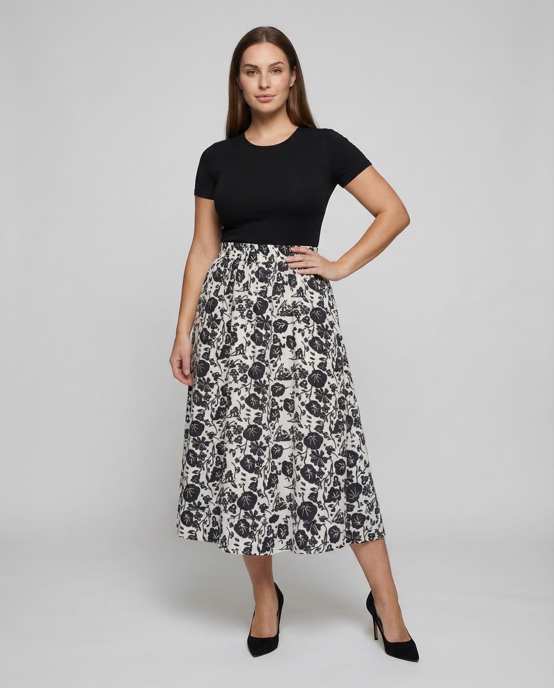 Damen Midirock Jacquard Muster - Norvielle