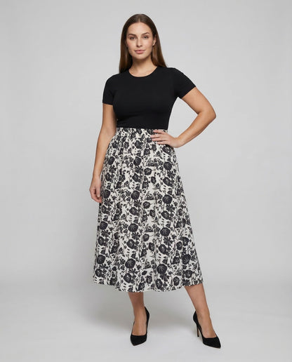 Damen Midirock Jacquard Muster - Norvielle