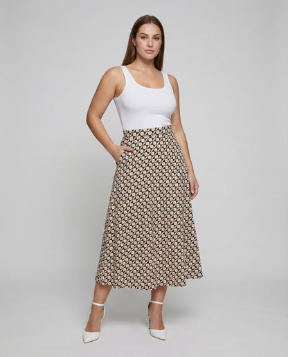 Damen Midirock Muster Tellerrock - Norvielle