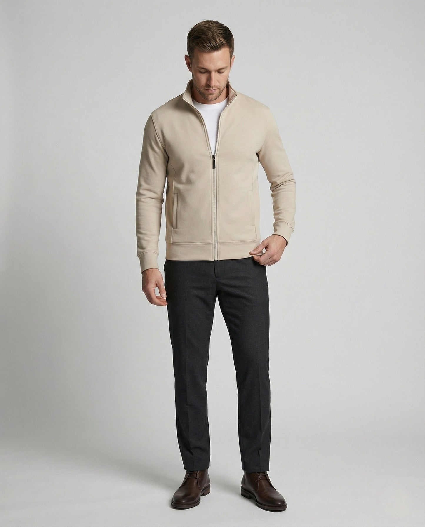 Herren Cardigan Sweat Reißverschluss Grau - Norvielle