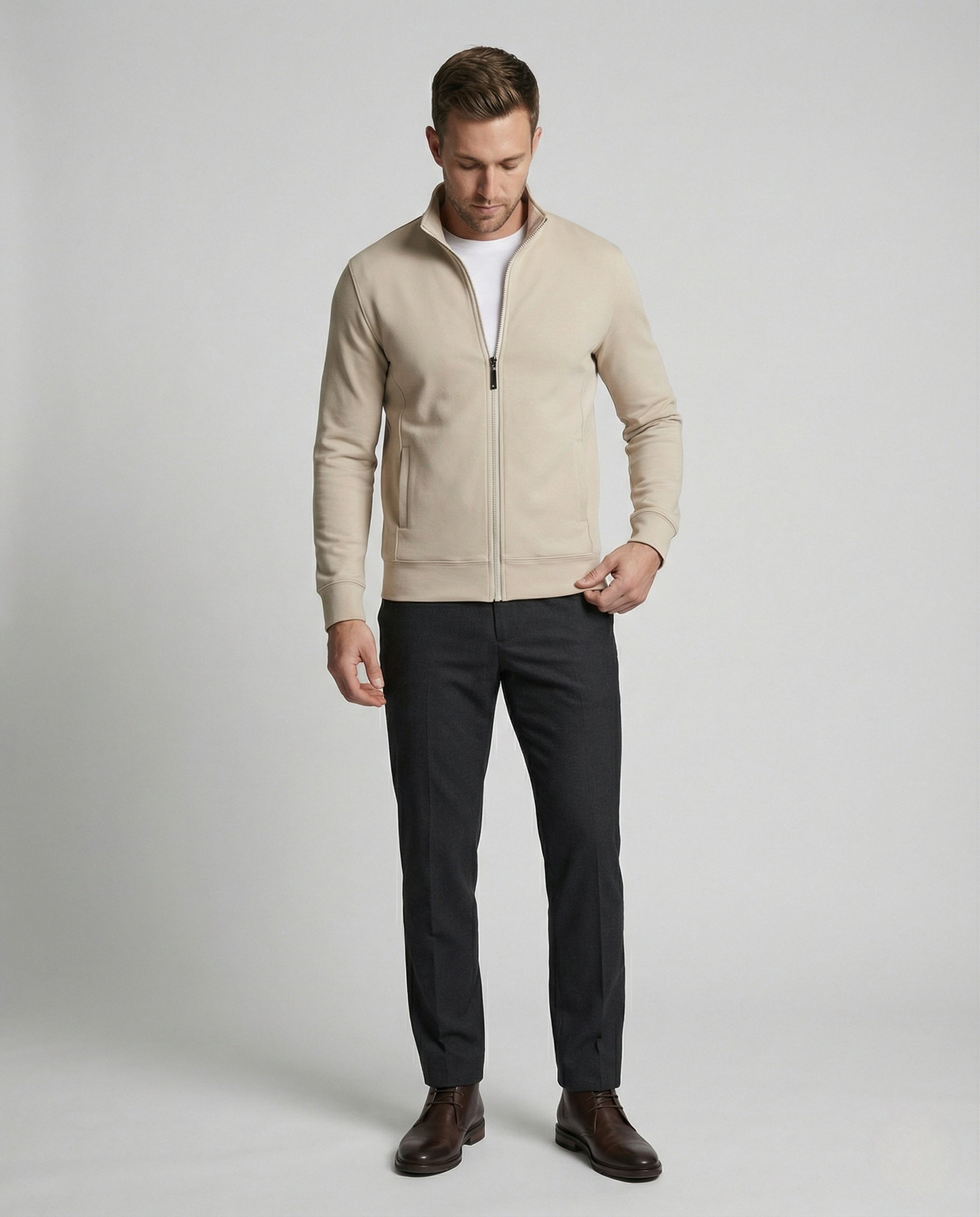 Herren Cardigan Sweat Reißverschluss Grau - Norvielle