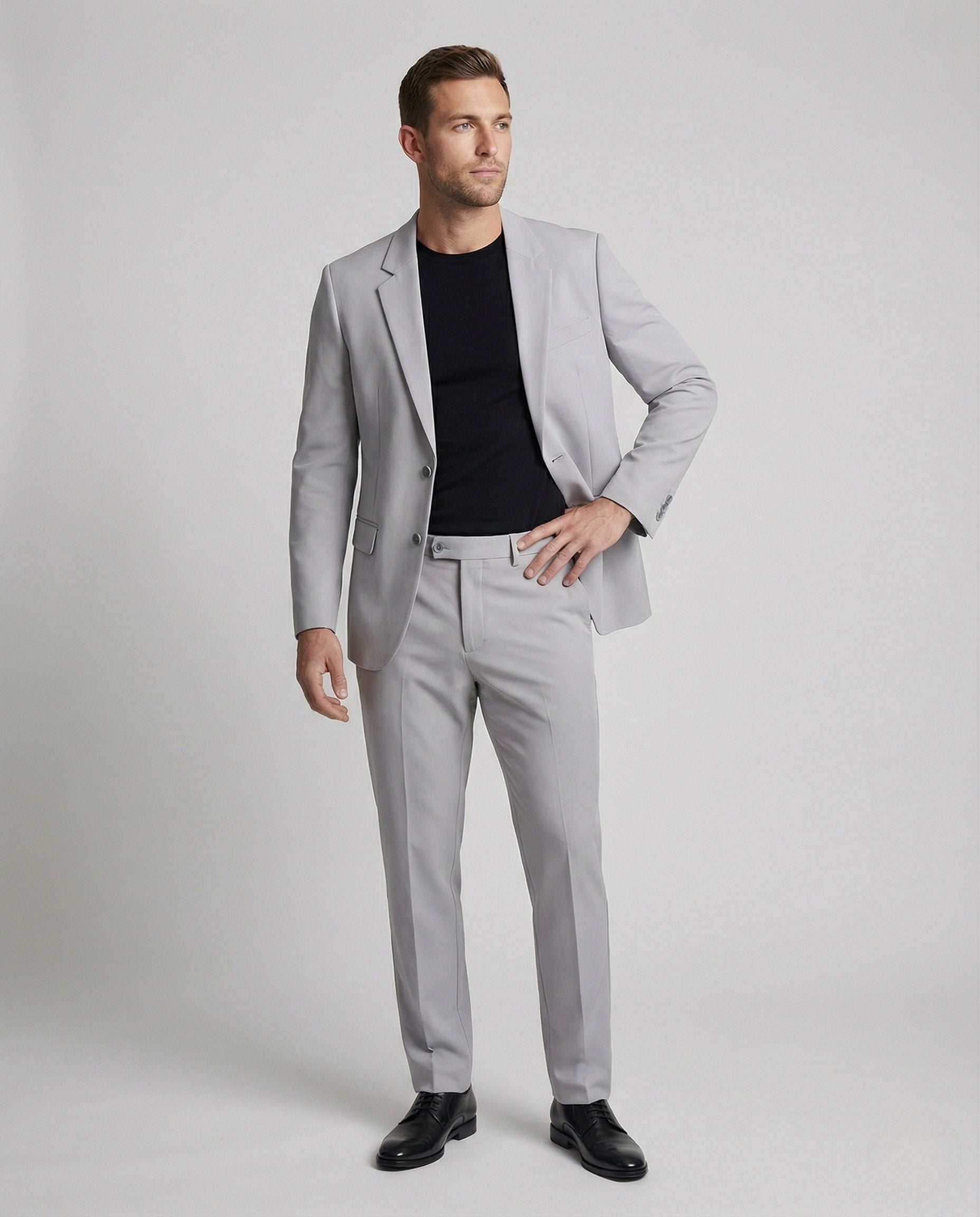 Herren Businessanzug Bügelfaltenhose Schwarz - Norvielle