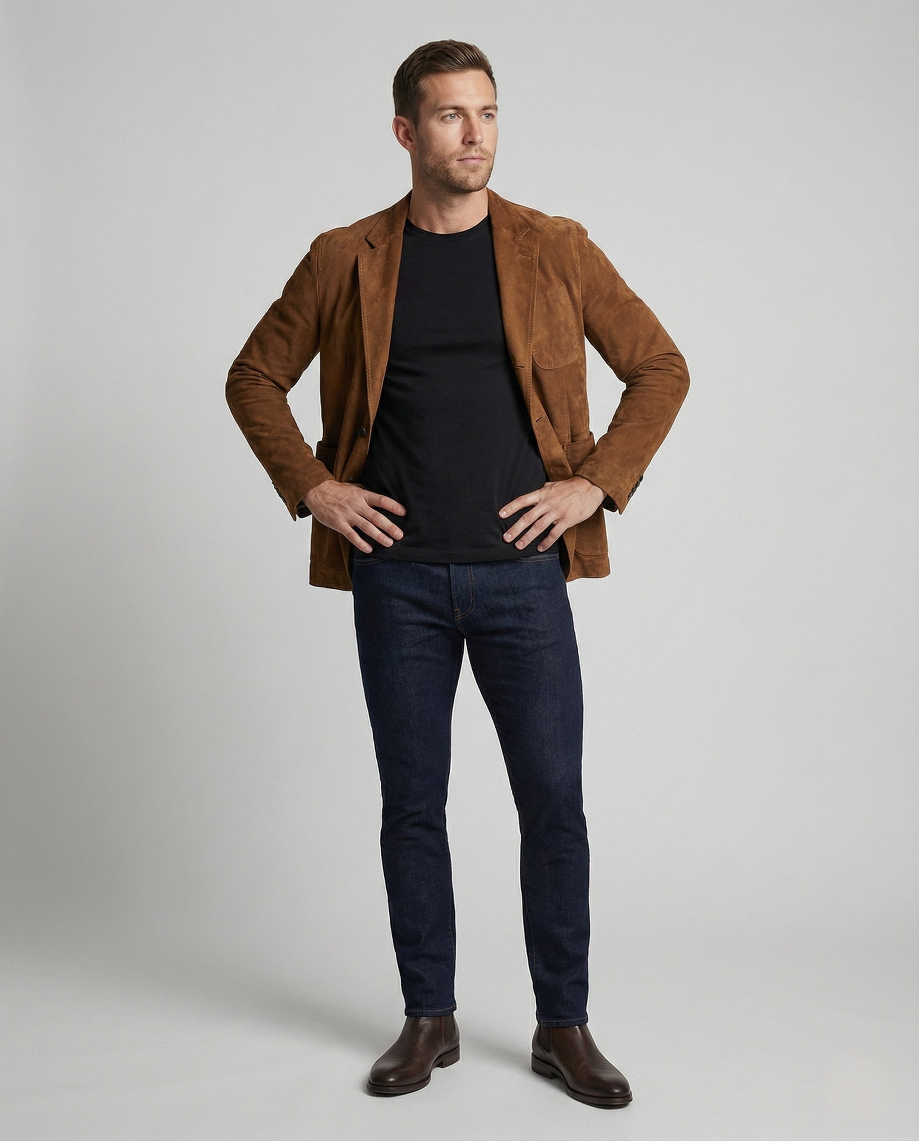 Herren Sakko Veloursleder Slim Fit - Norvielle