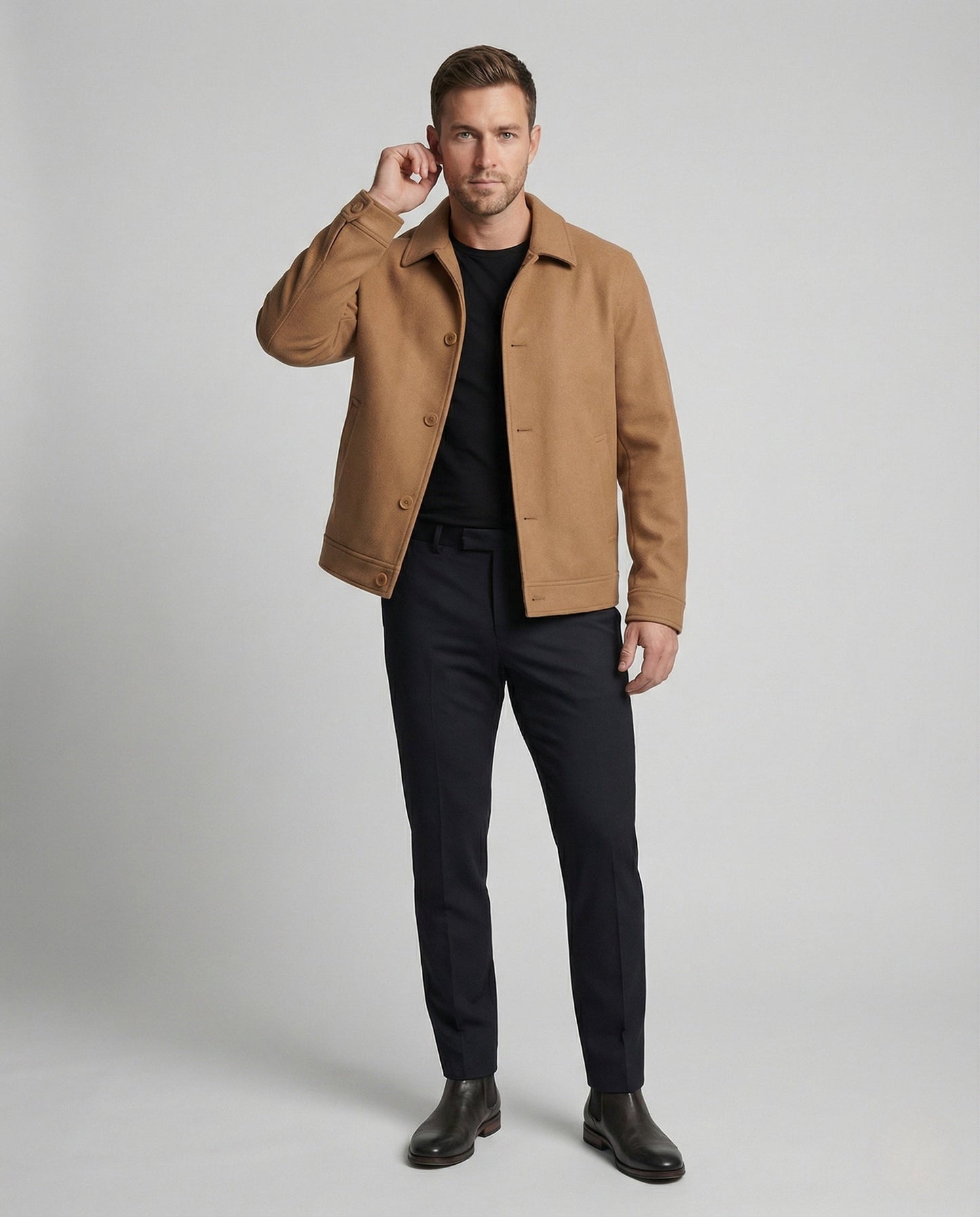 Herren Wollmix Mantel Oversize Mit Revers - Norvielle
