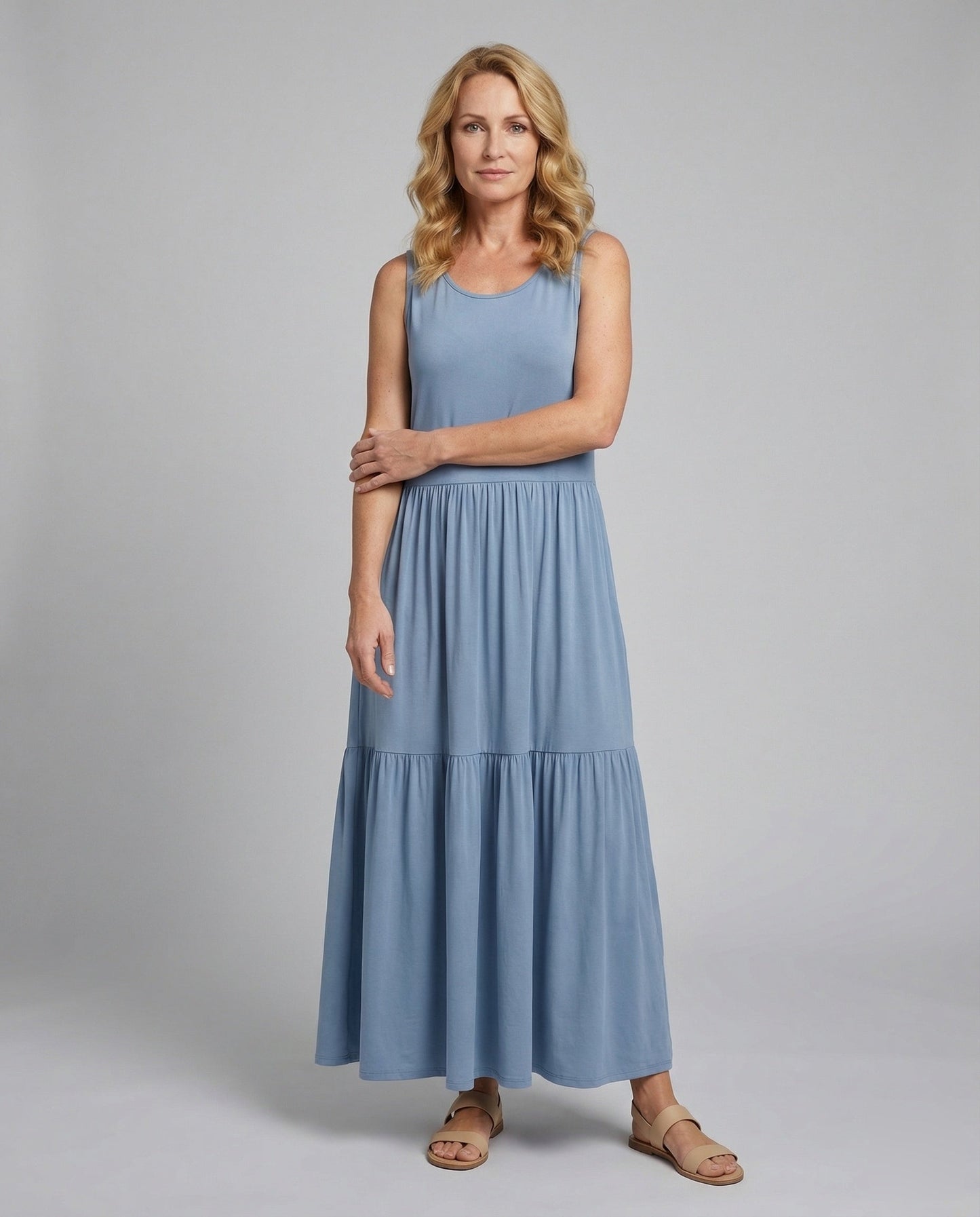 Damen Maxikleid Ärmellos Stufenrock A-Linie - Norvielle