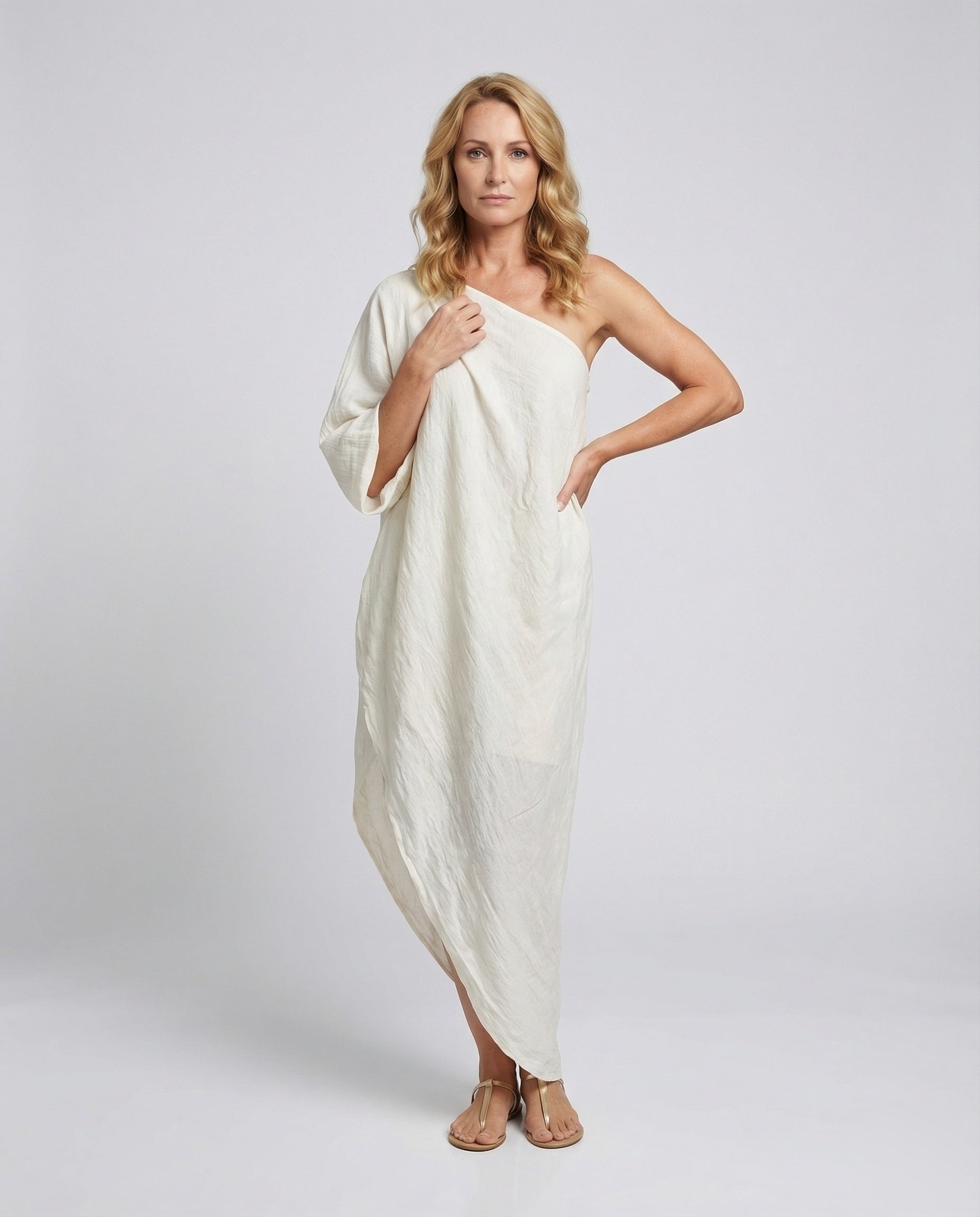 Damen Asymmetrisches Maxikleid One-Shoulder Ballonärmel - Norvielle