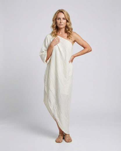 Damen Asymmetrisches Maxikleid One-Shoulder Ballonärmel - Norvielle