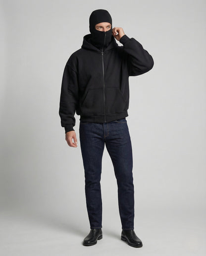 Herren Kapuzenjacke Gesichtsmaske Frontprint Schwarz - Norvielle