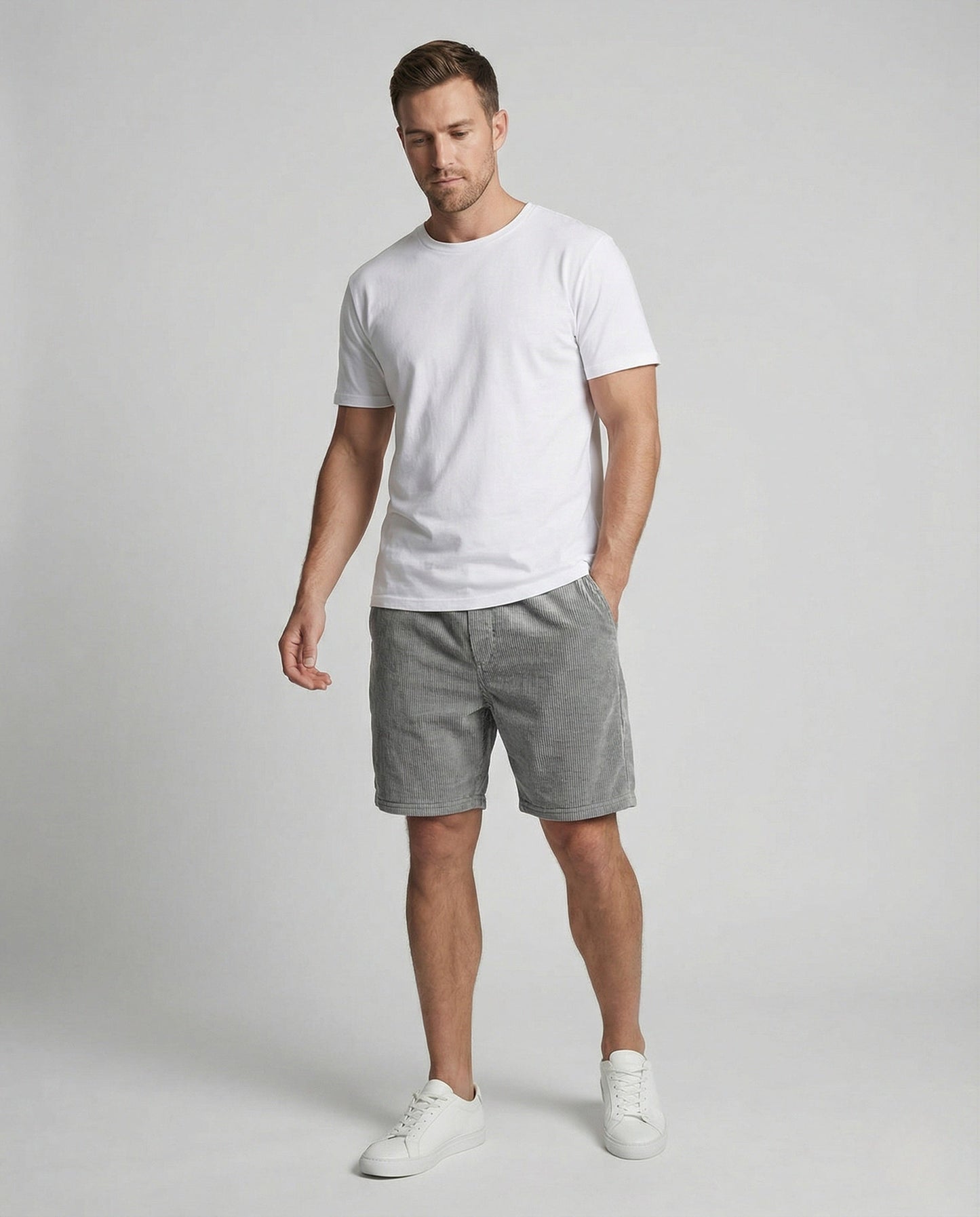 Herren Kordhose Bermuda Elastischer Bund - Norvielle
