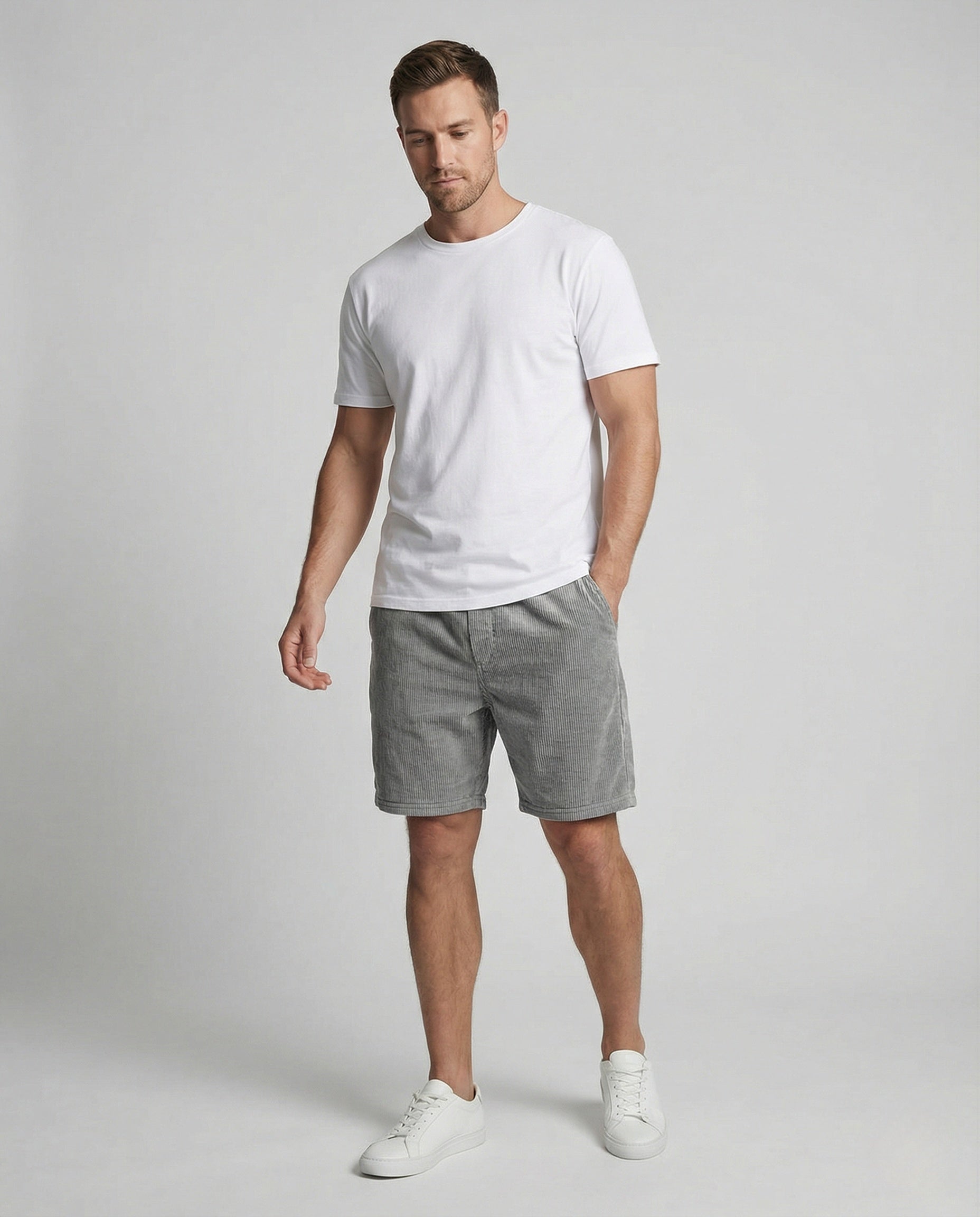 Herren Kordhose Bermuda Elastischer Bund - Norvielle