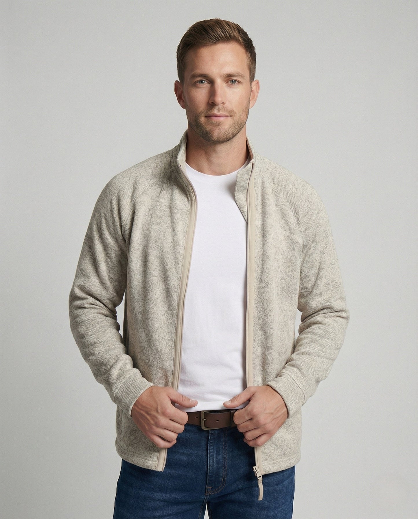 Herren Fleecejacke Stehkragen Schwarz - Norvielle