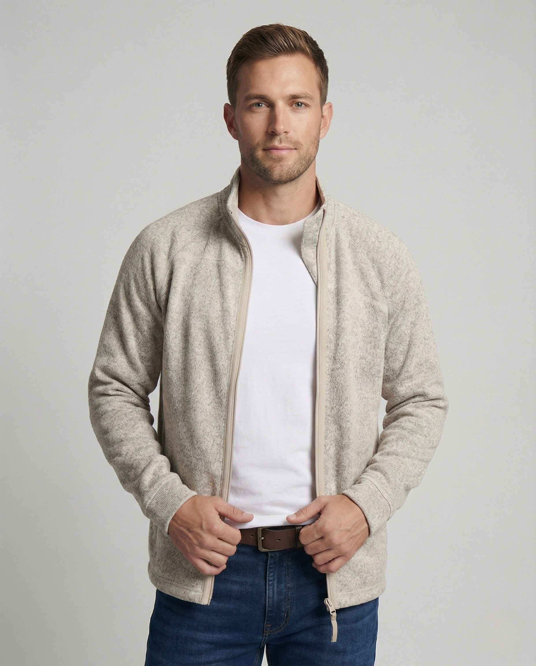 Herren Fleecejacke Stehkragen Schwarz - Norvielle