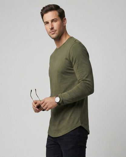 Herren Langarmshirt Rundhalsausschnitt Baumwolle Weiß - Norvielle