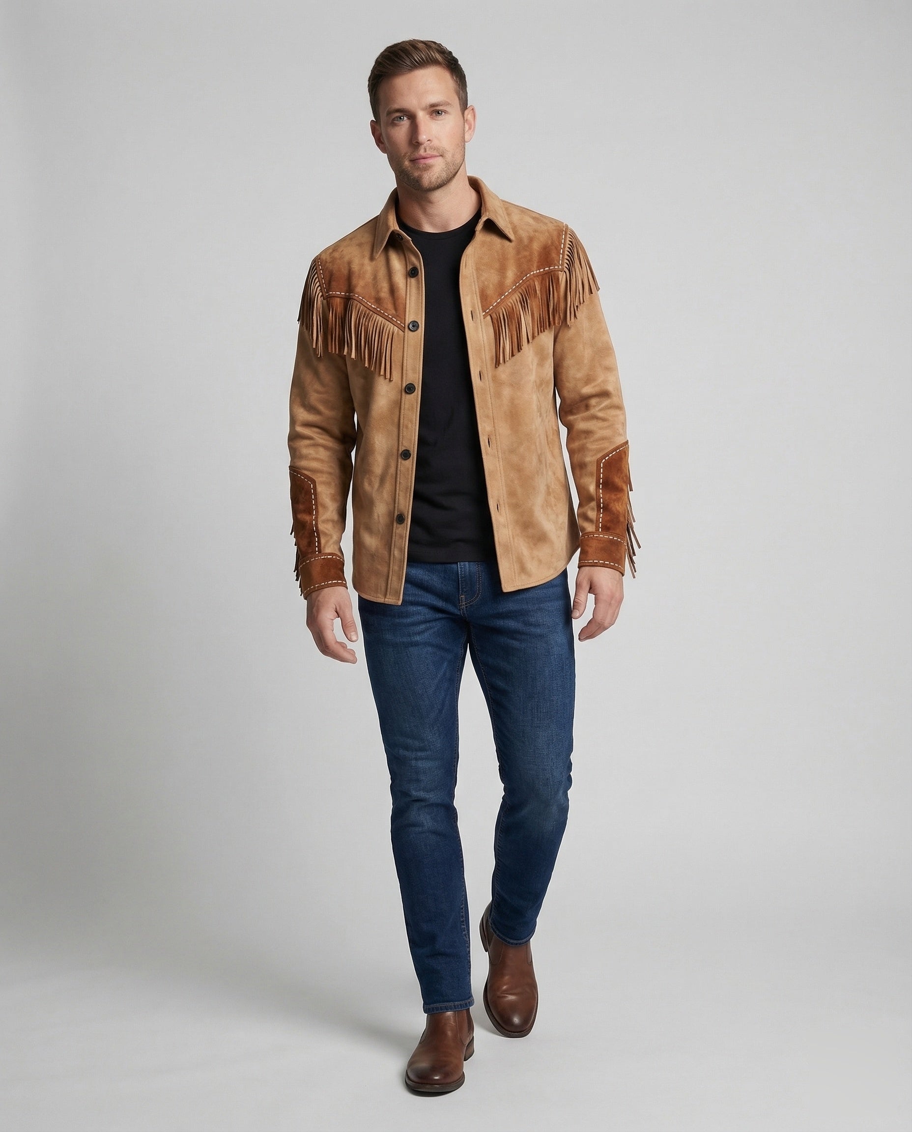 Herren Westernhemd Fransen Stickerei - Norvielle