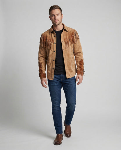Herren Westernhemd Fransen Stickerei - Norvielle