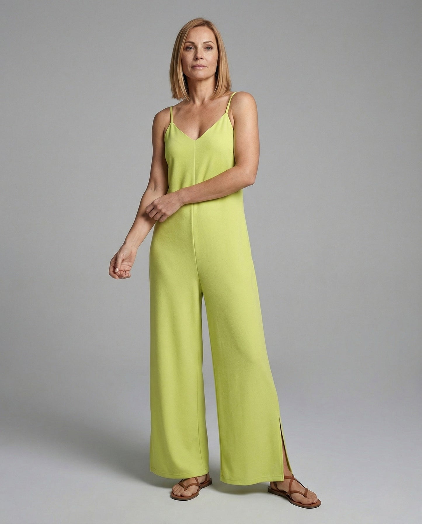 Damen Ärmelloser Jumpsuit V-Ausschnitt Weites Bein - Norvielle